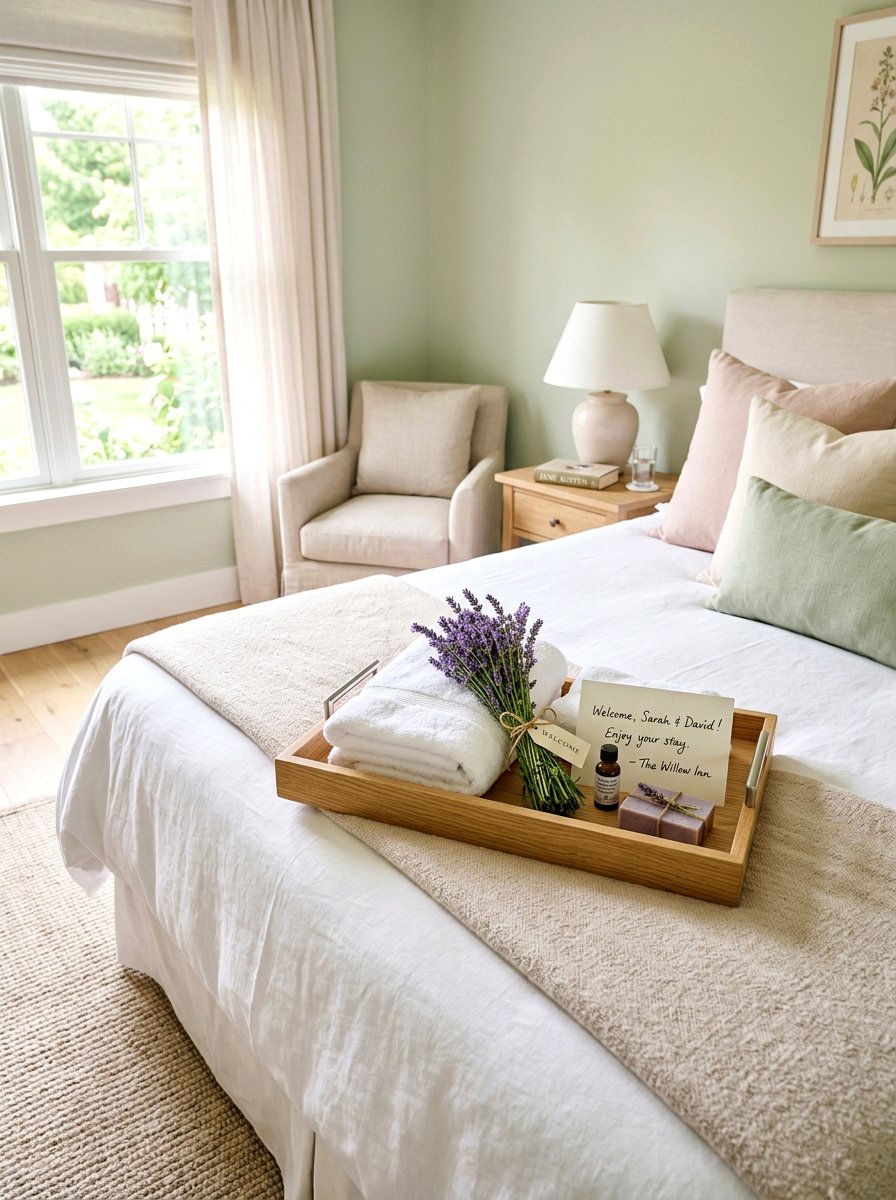 Guest Room Welcome Tray - 25 Spring Wooden Tray Decor Ideas