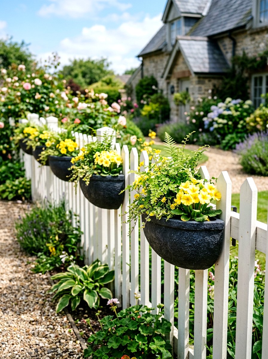 Half round fence planter - 25 Spring Picket Fence Planter Ideas