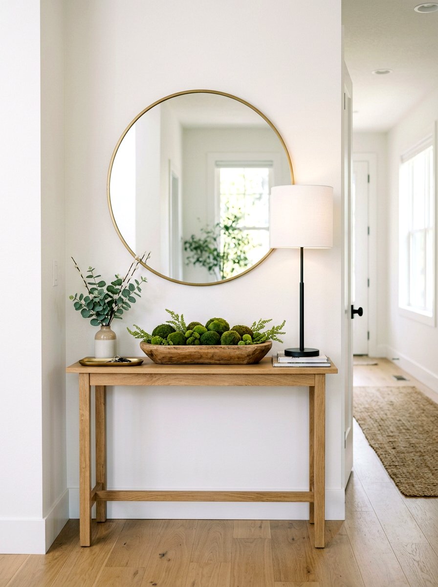 Hallway Table Spring Greenery - 25 Spring Vignette Styling Ideas