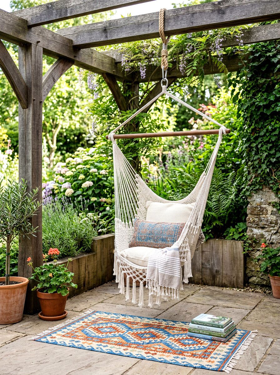 Hammock Chair Swing - 25 Spring Patio Corner Decor Ideas