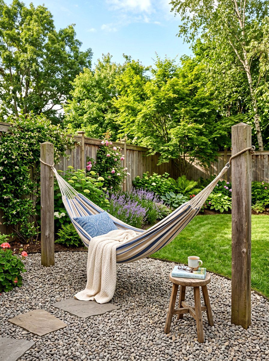 Hammock Relaxation Spot - 25 Spring Backyard Corner Decor Ideas
