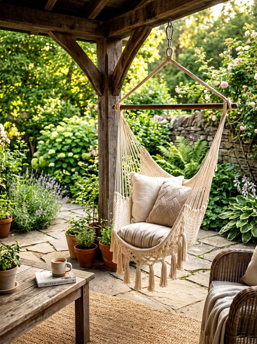 Hammock chair - 25 Patio Spring Decor Ideas
