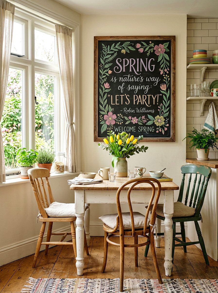 Hand Lettered Chalkboard Sign - 25 Spring DIY Sign Ideas