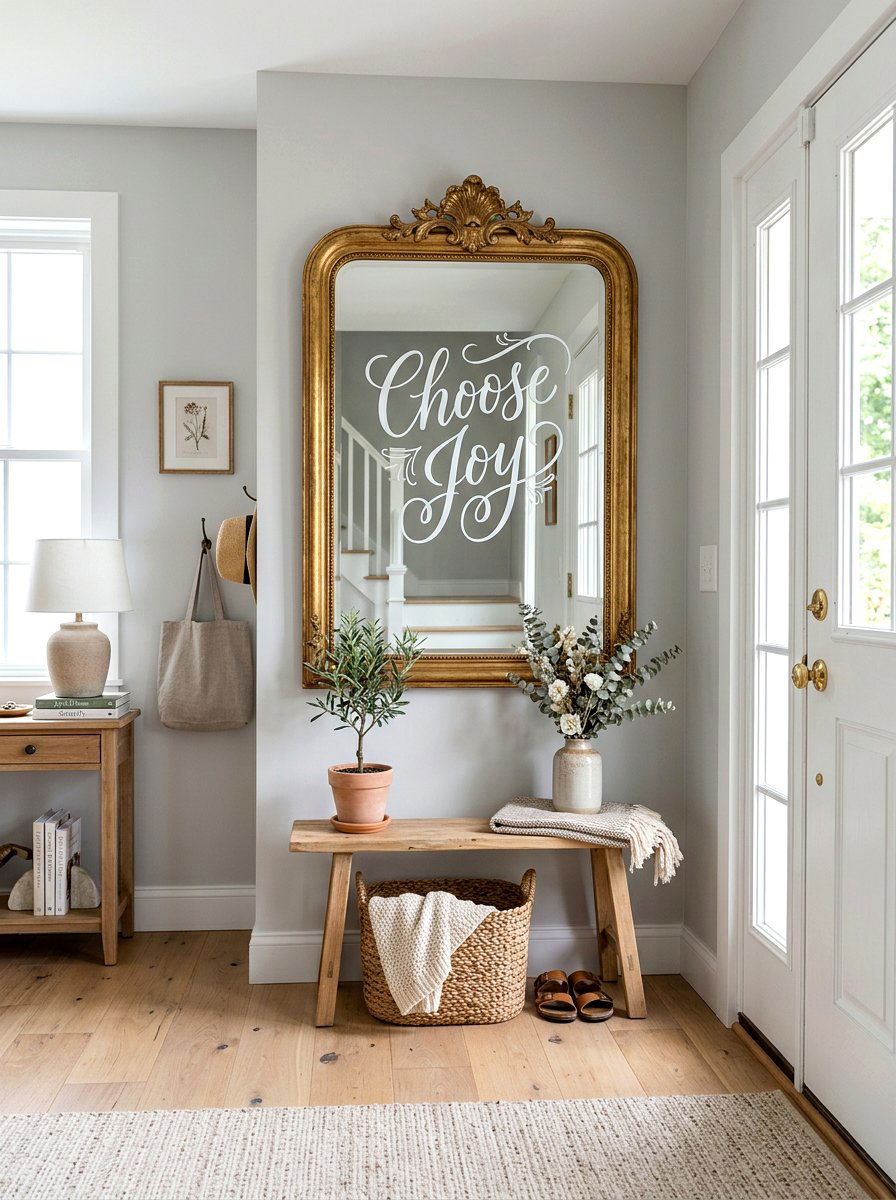 Hand Lettered Mirror - 25 Spring Hand Lettering Decor Ideas