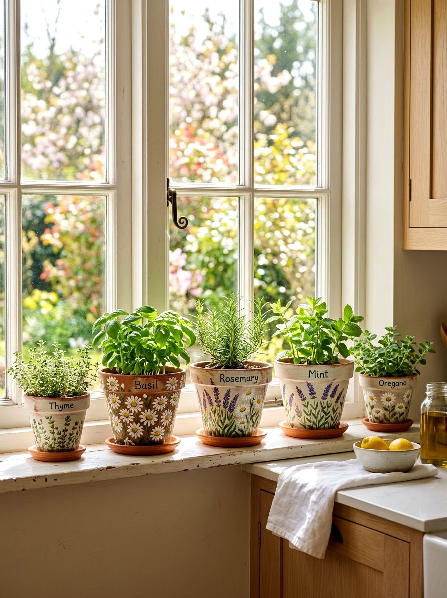 Hand Painted Floral Pot - 25 Spring Clay Pot Craft Ideas