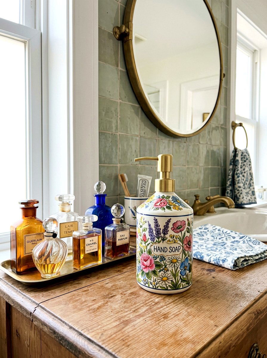 Hand Painted Floral Soap Dispenser - 25 Spring Soap Dispenser Ideas