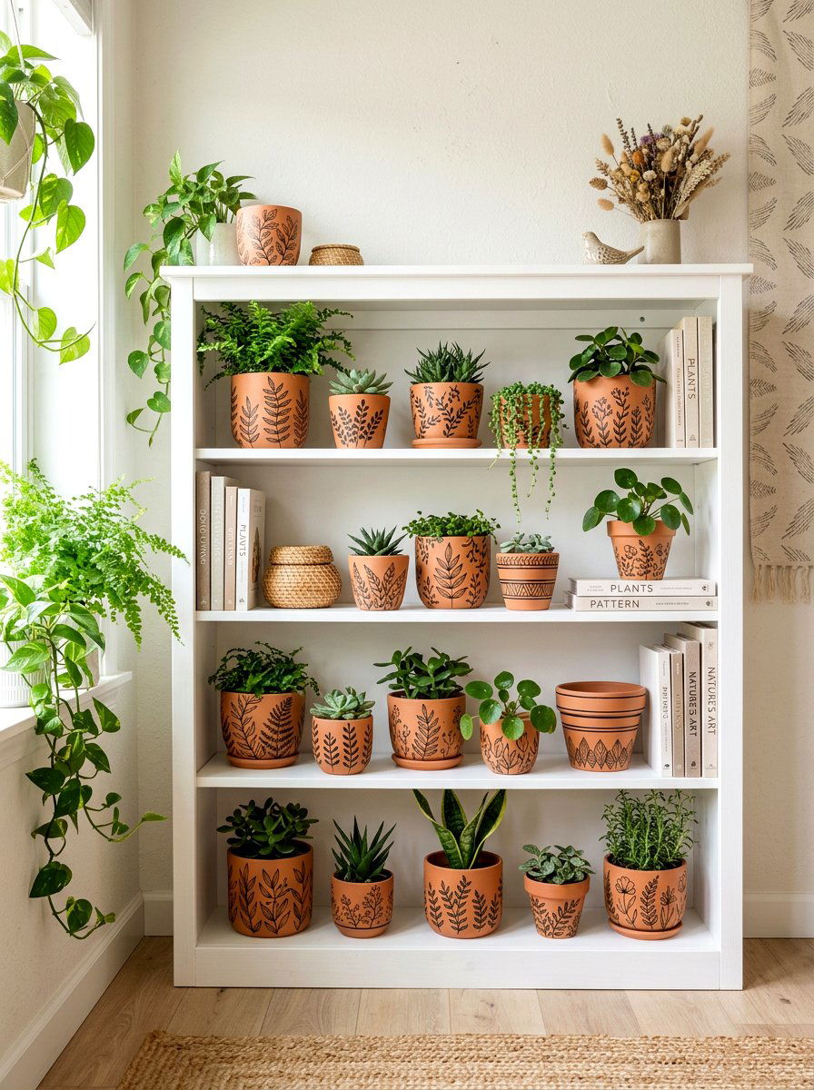 Hand Painted Pattern Pot - 25 Spring Decorated Pot Ideas