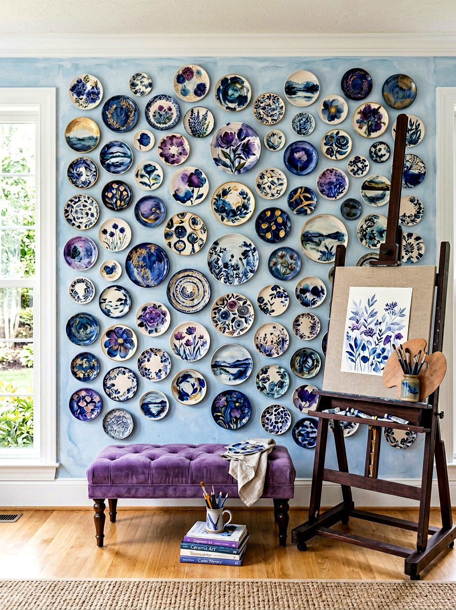 Hand Painted Plate Wall - 25 Spring Plate Wall Ideas