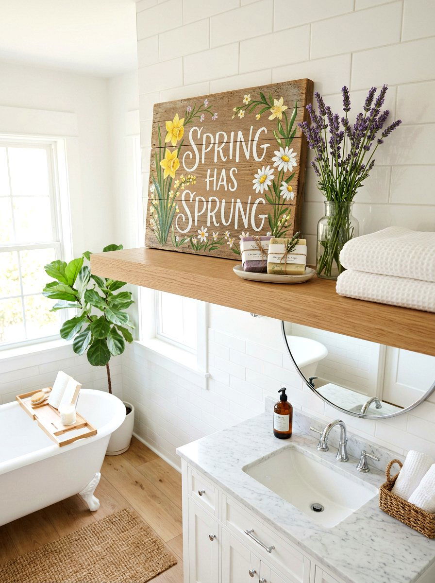 Hand Painted Spring Wood Sign - 25 Spring Sign Decor Ideas