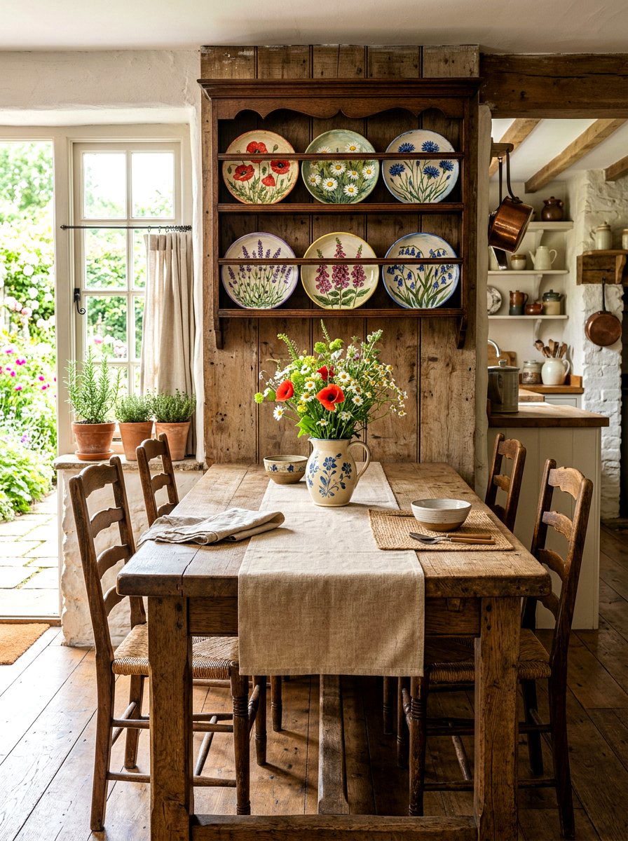 Hand Painted Wildflower Plate Display - 25 Spring Plate Decor Ideas