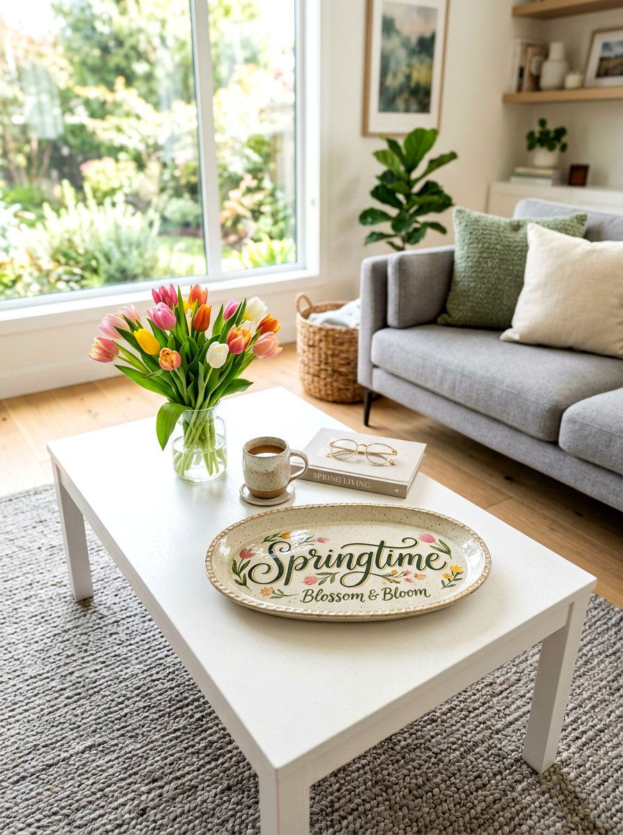Hand lettered ceramic tray - 25 Spring Calligraphy Decor Ideas