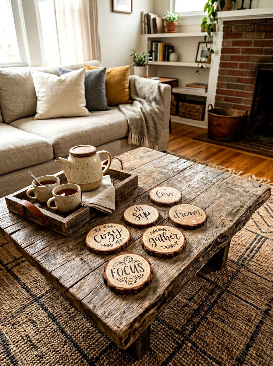 Hand painted wood slice - 25 Spring Calligraphy Decor Ideas