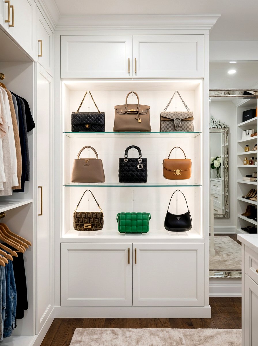 Handbag Shelf Stand - 25 Spring Closet Refresh Ideas