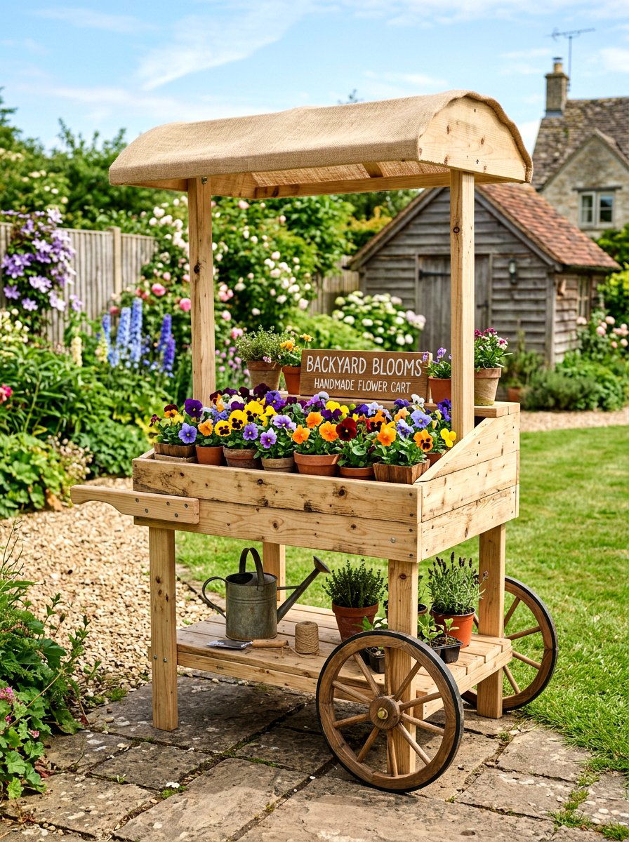 Handmade flower cart project - 25 Spring Flower Cart Decor Ideas