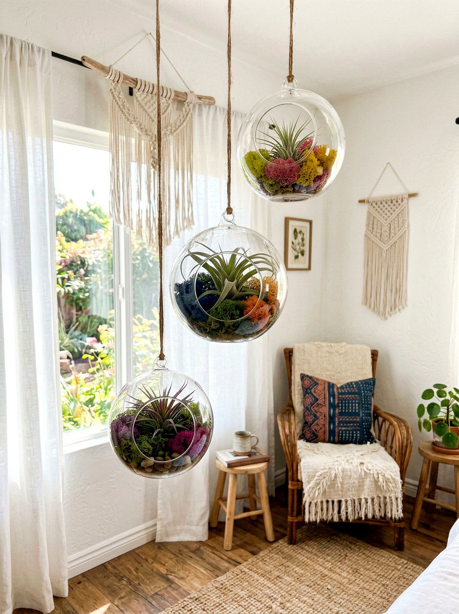 Hanging Air Plant Globe - 25 Spring DIY Terrarium Ideas