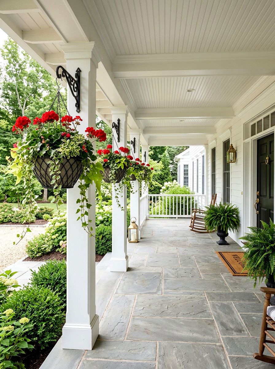 Hanging Basket Column Bracket - 25 Spring Porch Column Decor Ideas