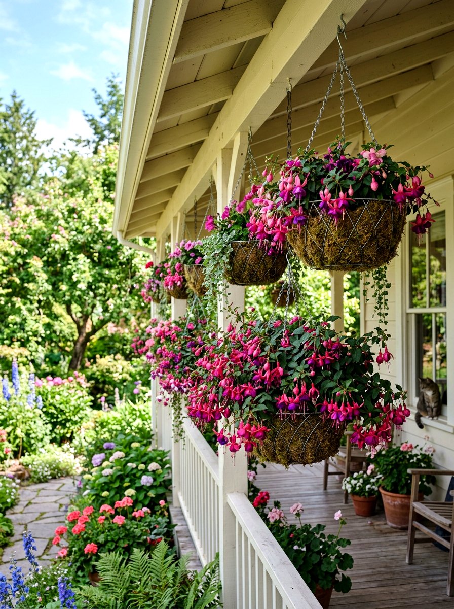 Hanging Basket Flower Arrangement - 25 Porch Spring Decor Ideas