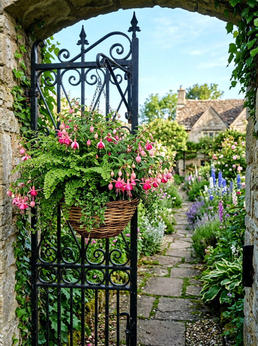 Hanging Basket For Iron Gate - 25 Spring Front Gate Decor Ideas