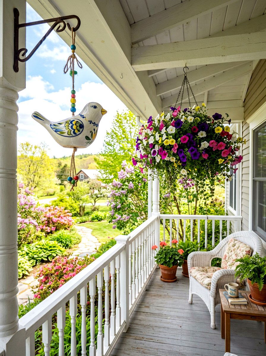 Hanging Ceramic Bird For Porch - 25 Spring Ceramic Bird Ideas