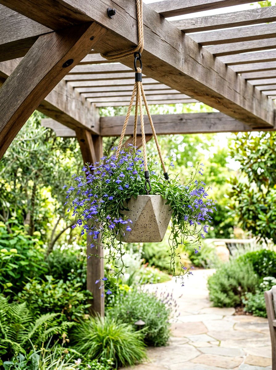 Hanging Concrete Planter - 25 Spring Concrete Planter Ideas