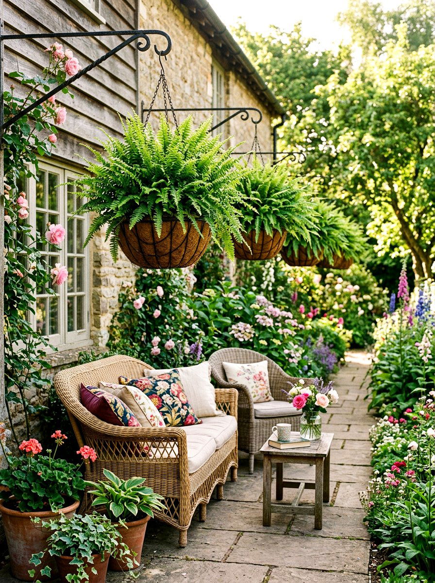 Hanging Fern Basket - 25 Spring Porch Ceiling Decor Ideas