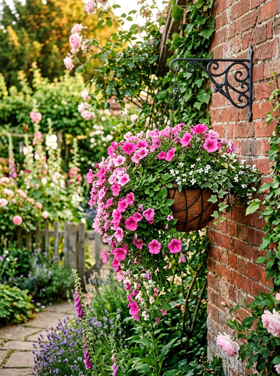 Hanging Floral Basket - 25 Spring Patio Door Decor Ideas