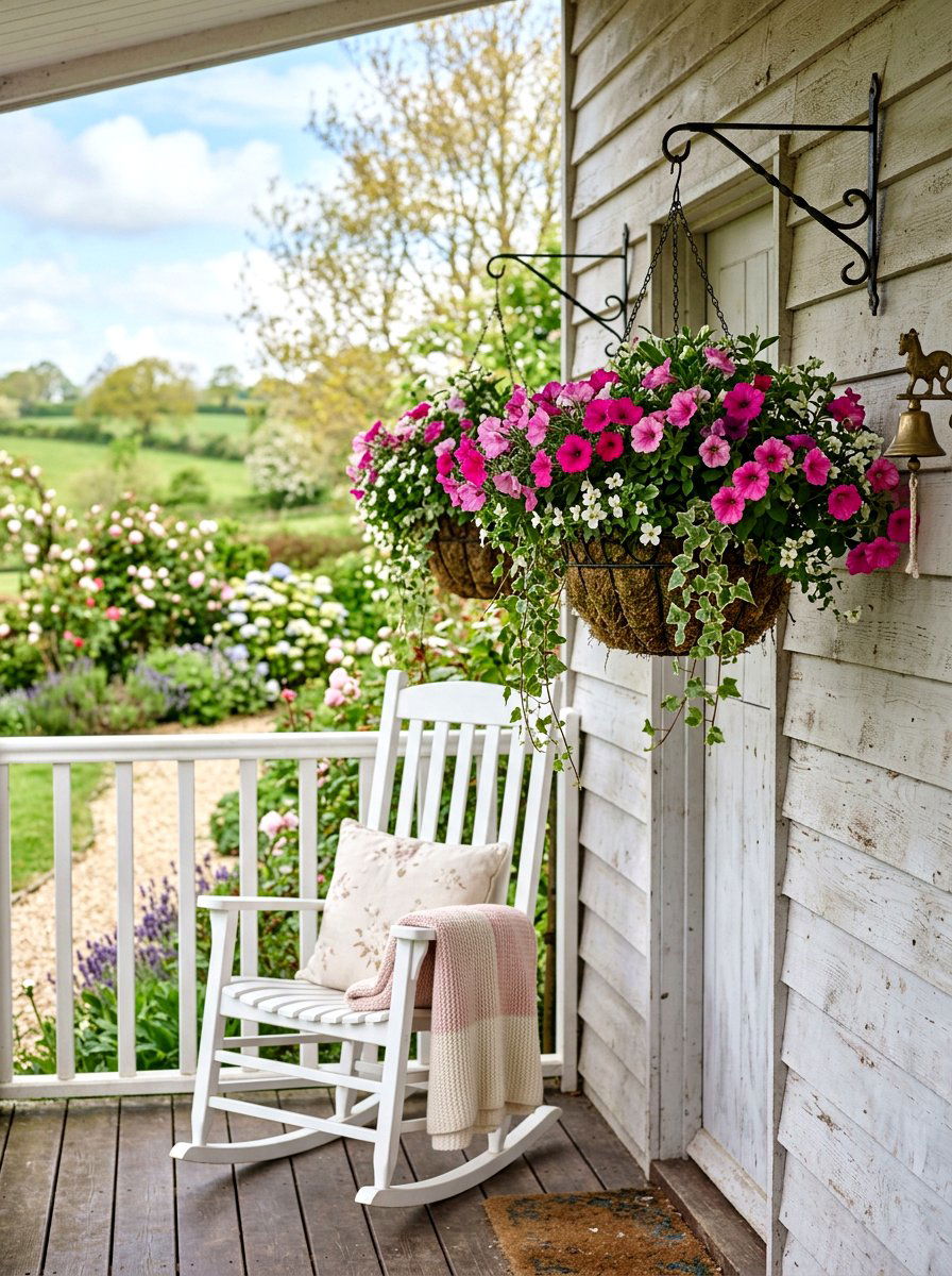Hanging Floral Basket - 25 Spring Outdoor Wall Decor Ideas