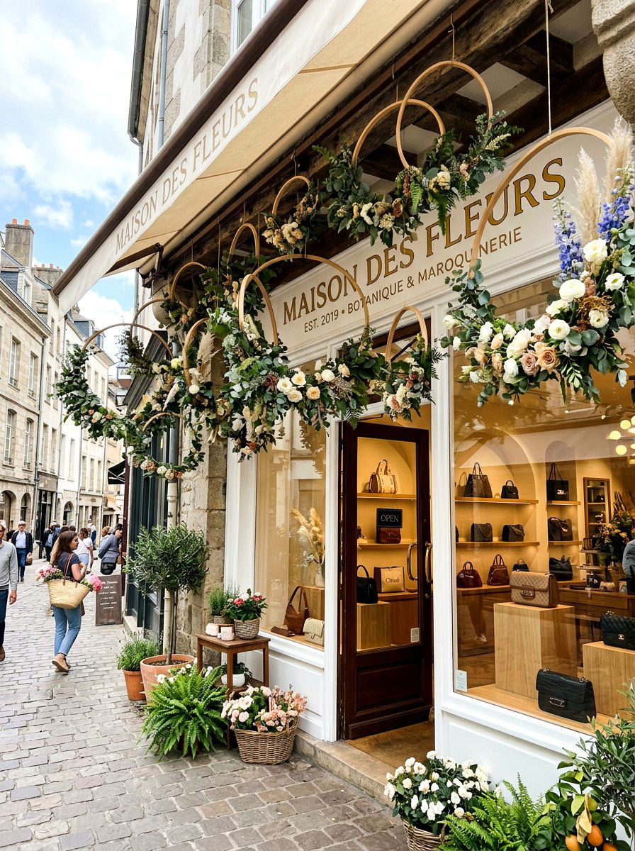 Hanging Floral Hoop - 25 Spring Store Window Ideas