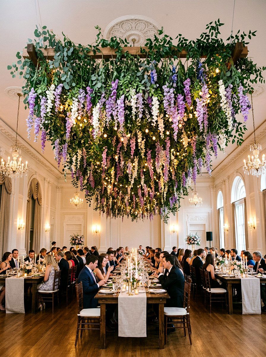 Hanging Floral Wedding Installation - 25 Spring Wedding Decor Ideas