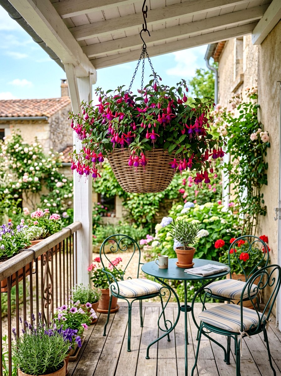 Hanging Flower Basket - 25 Spring Small Balcony Decor Ideas