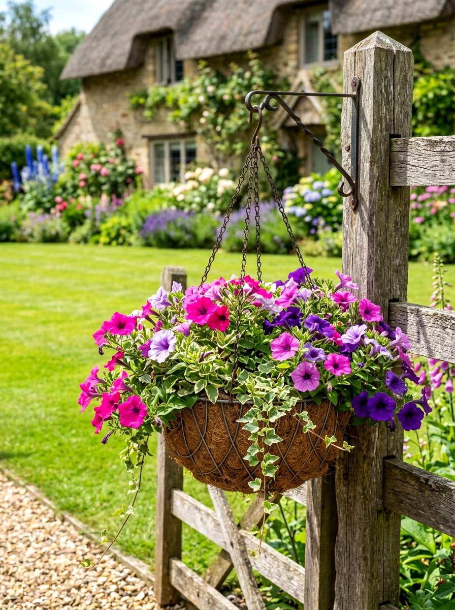 Hanging Flower Basket - 25 Spring Fence Decor Ideas