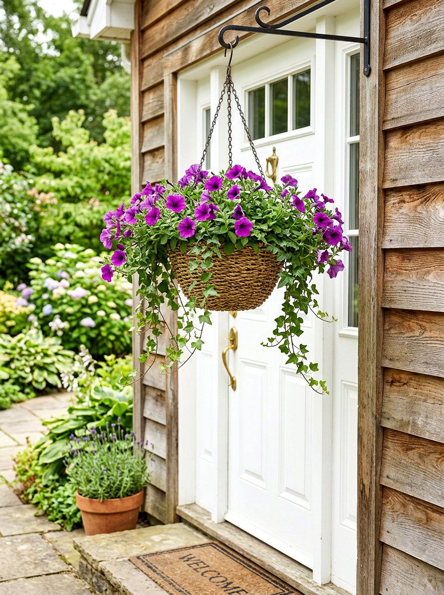 Hanging Flower Basket - 25 Spring Front Door Decor Ideas