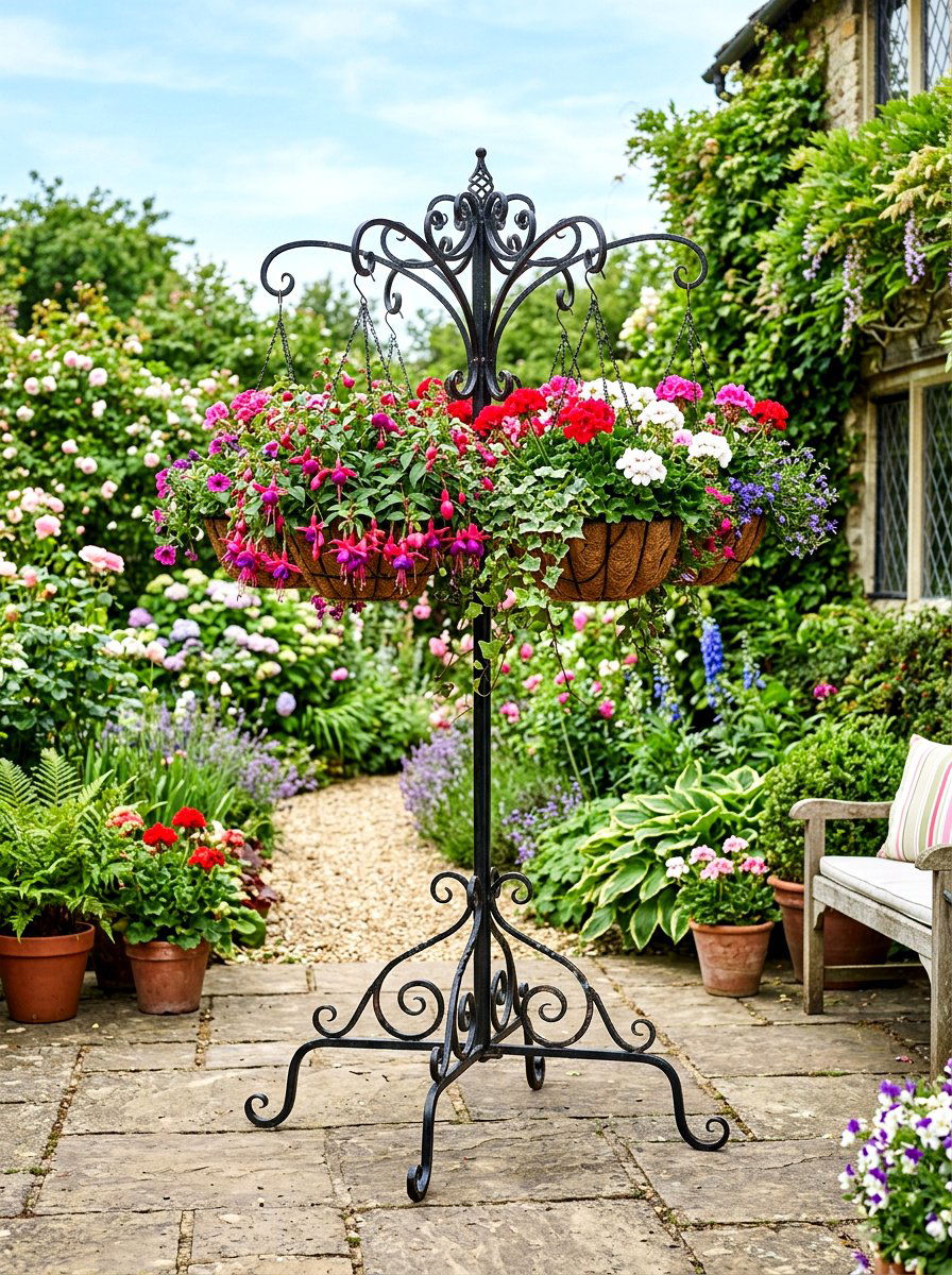Hanging Flower Basket Rack - 25 Spring Flower Market Ideas