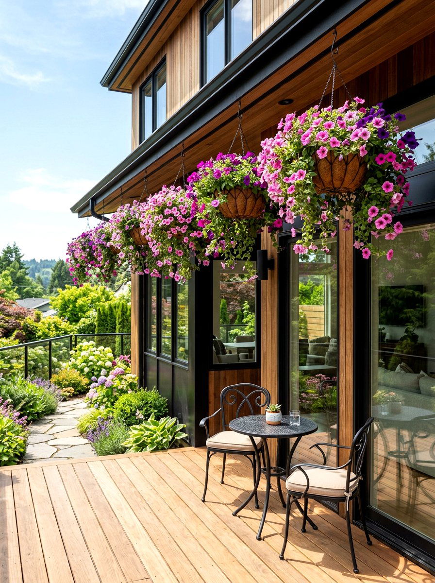 Hanging Flower Basket - 25 Deck Spring Decor Ideas