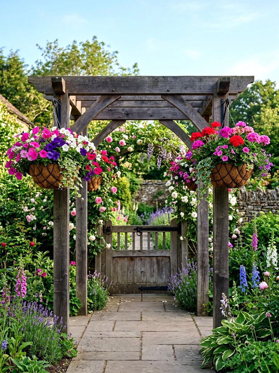 Hanging Flower Baskets - 25 Spring Arbor Decor Ideas