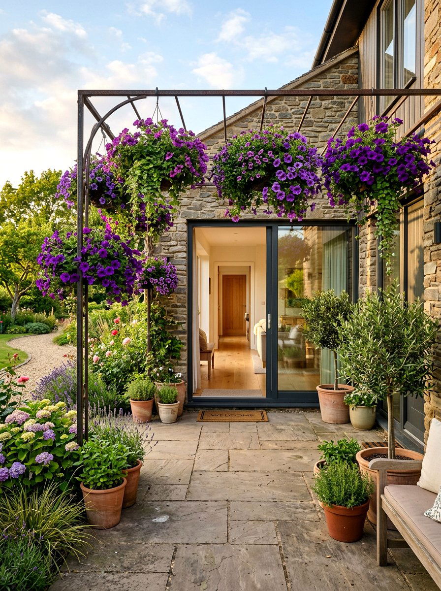 Hanging Flower Baskets For Patio Door - 25 Spring Sliding Door Decor Ideas