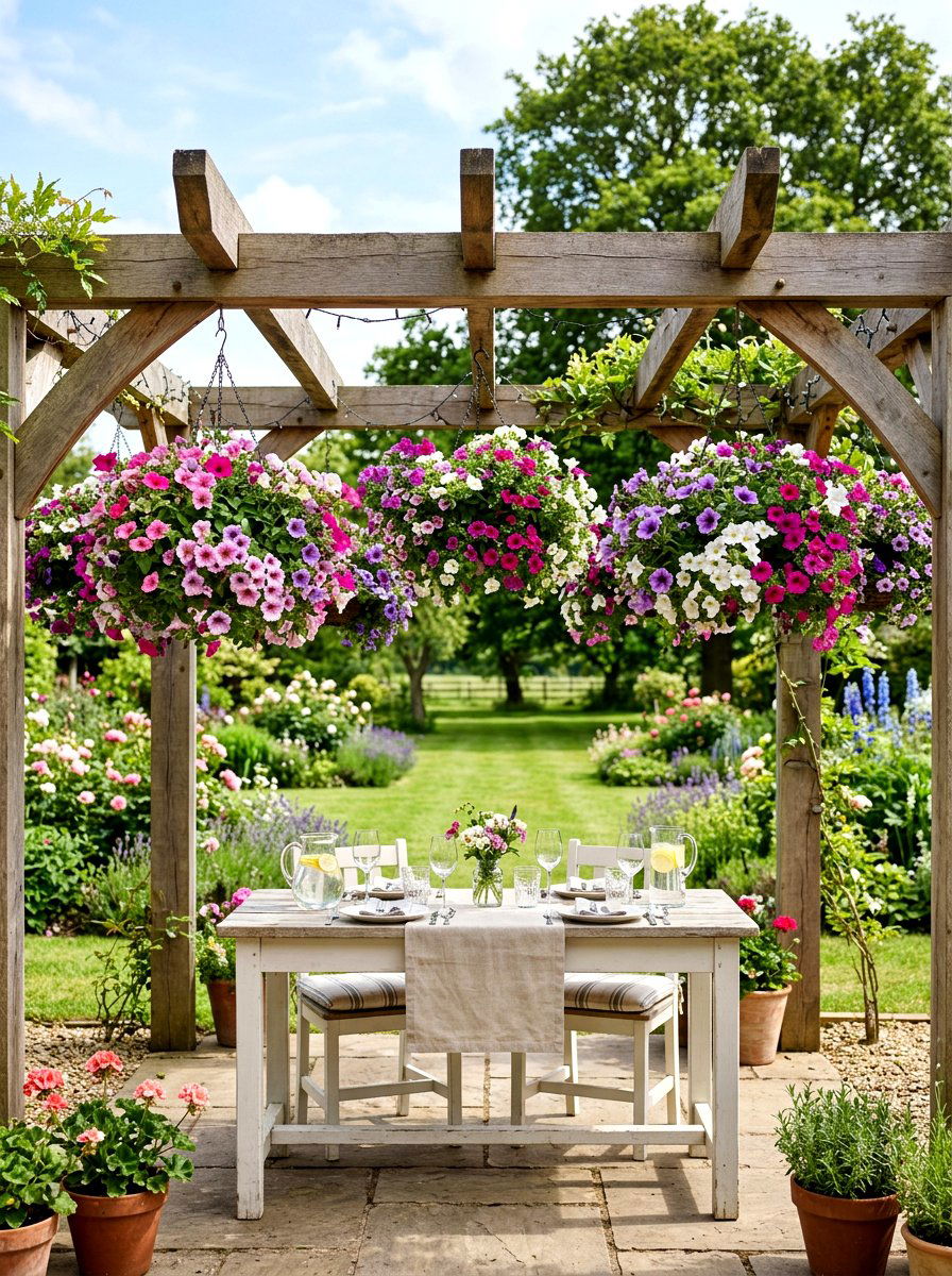 Hanging Flower Display - 25 Spring Al Fresco Dining Ideas