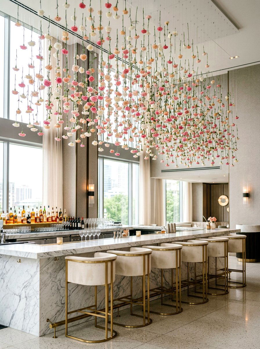 Hanging Flower Installation - 25 Spring Engagement Party Decor Ideas