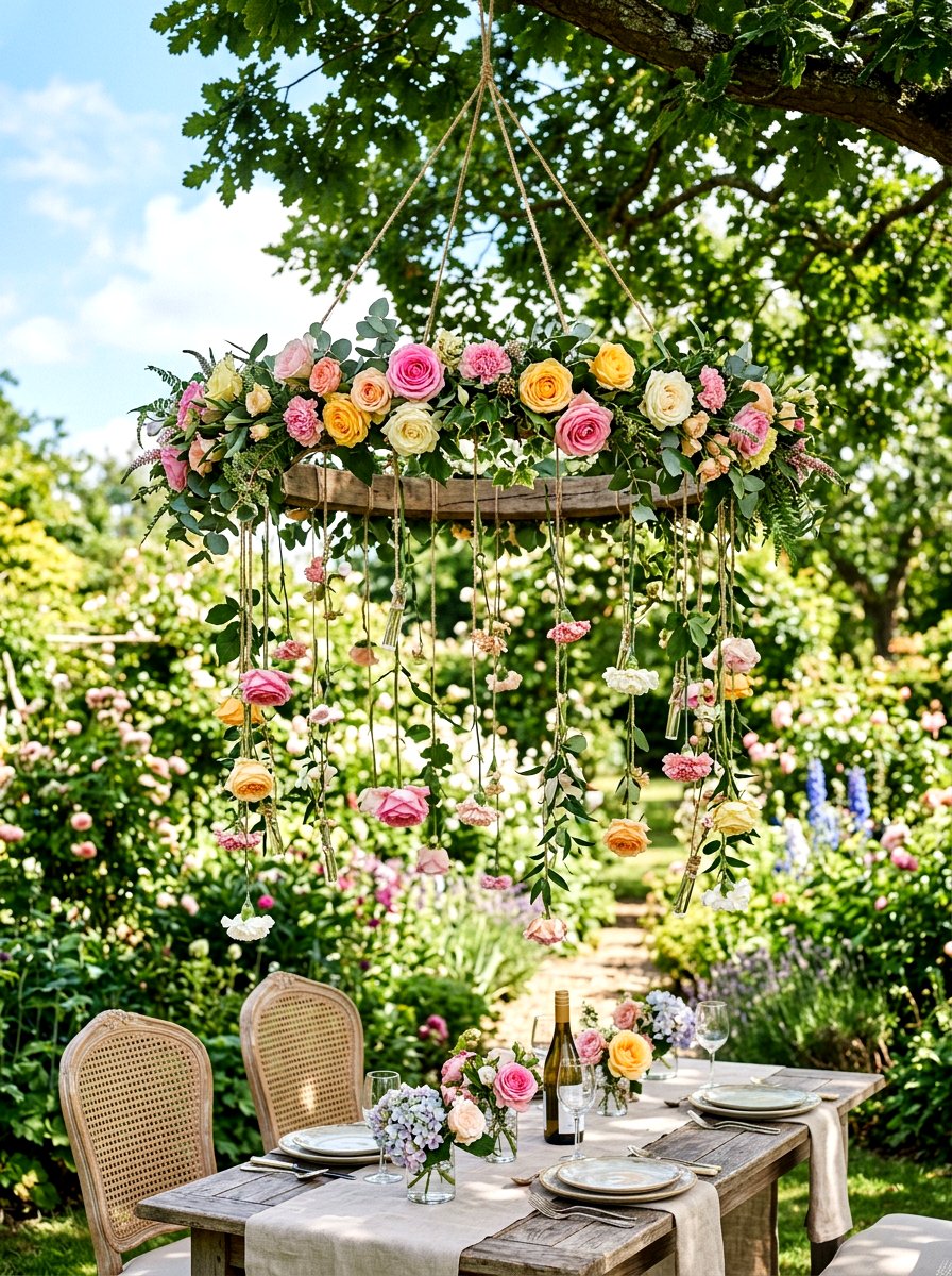 Hanging Flower Installation - 25 Spring High Tea Decor Ideas