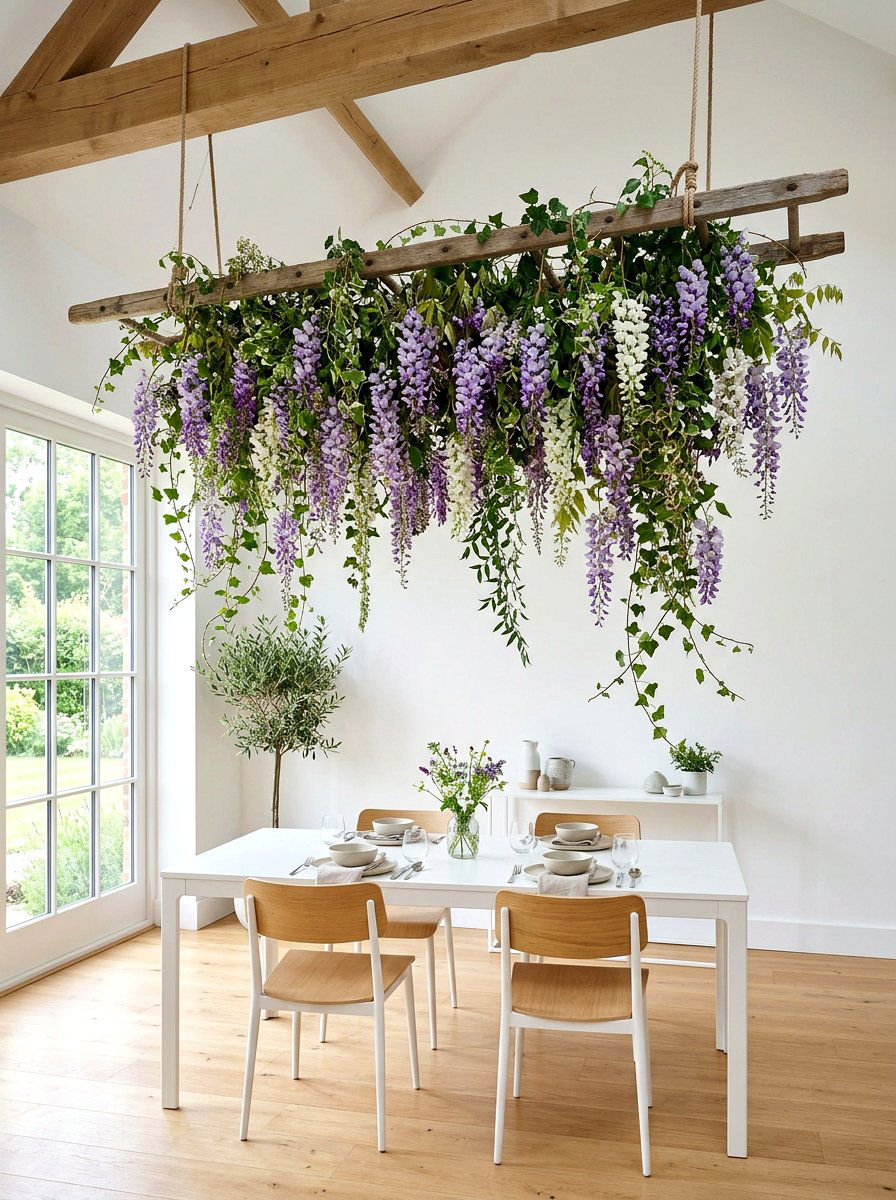 Hanging Flower Installation - 25 Spring Tea Party Decor Ideas
