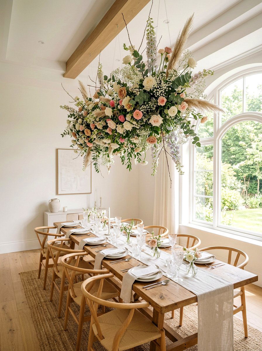 Hanging Flower Installation - 25 Spring Afternoon Tea Decor Ideas