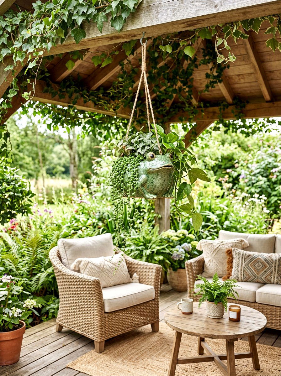 Hanging Frog Planter - 25 Spring Frog Garden Decor Ideas