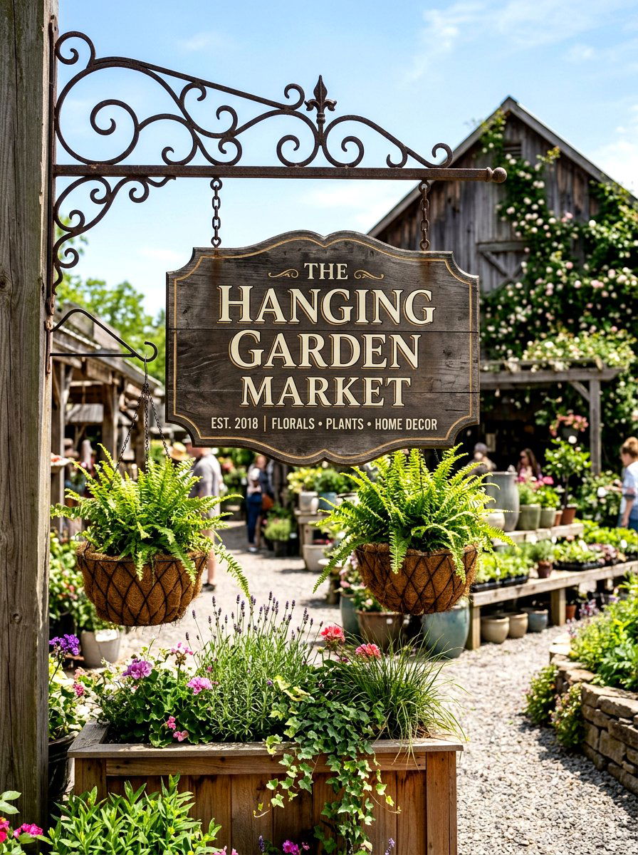 Hanging Garden Market Sign - 25 Spring Painted Sign Ideas