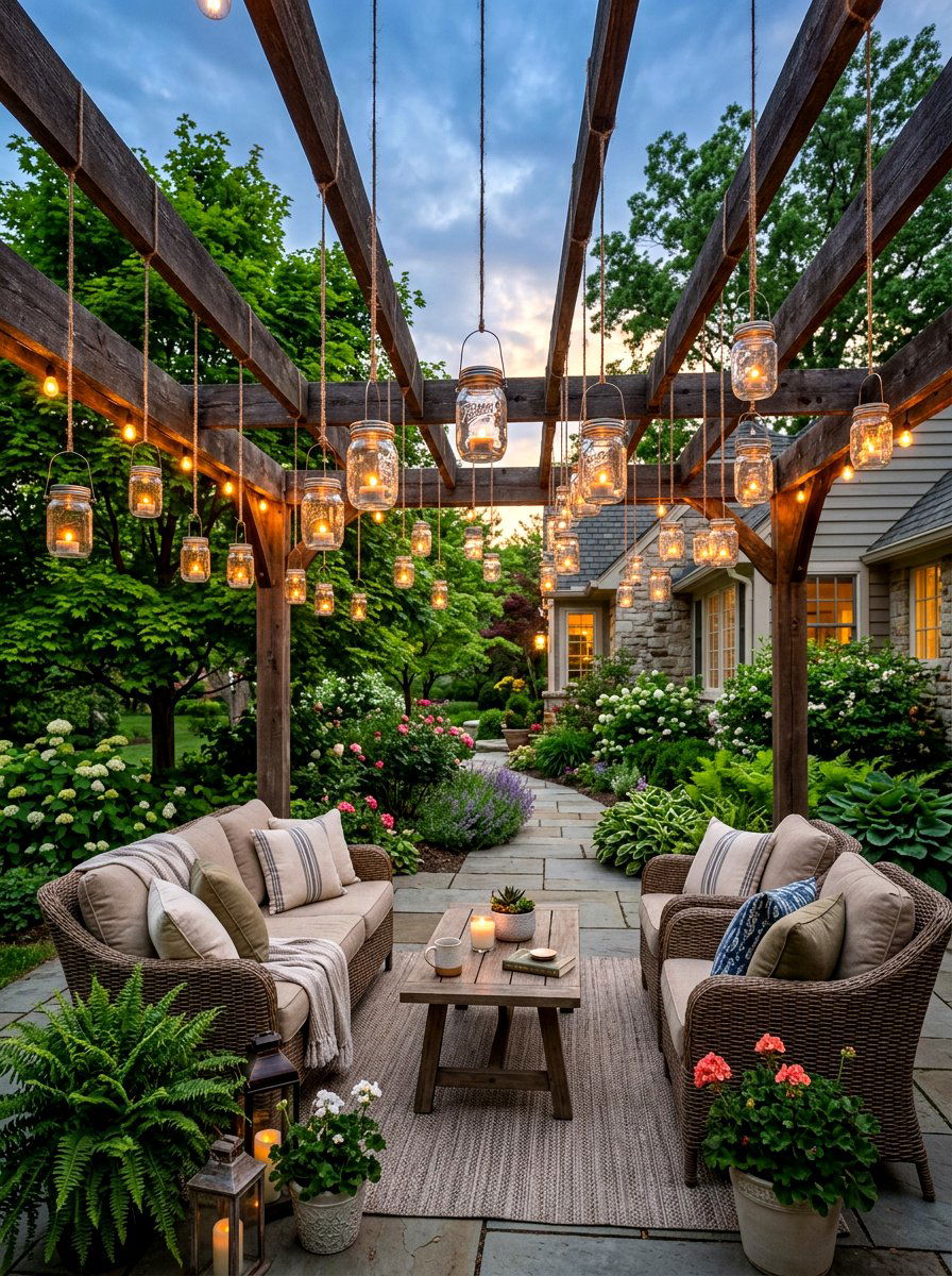 Hanging Glass Jar Lantern - 25 Spring Glass Jar Decor Ideas