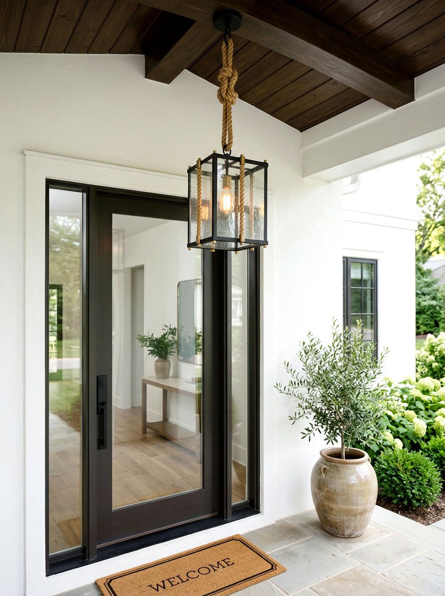 Hanging Glass Lantern For Entry - 25 Spring Porch Lantern Ideas