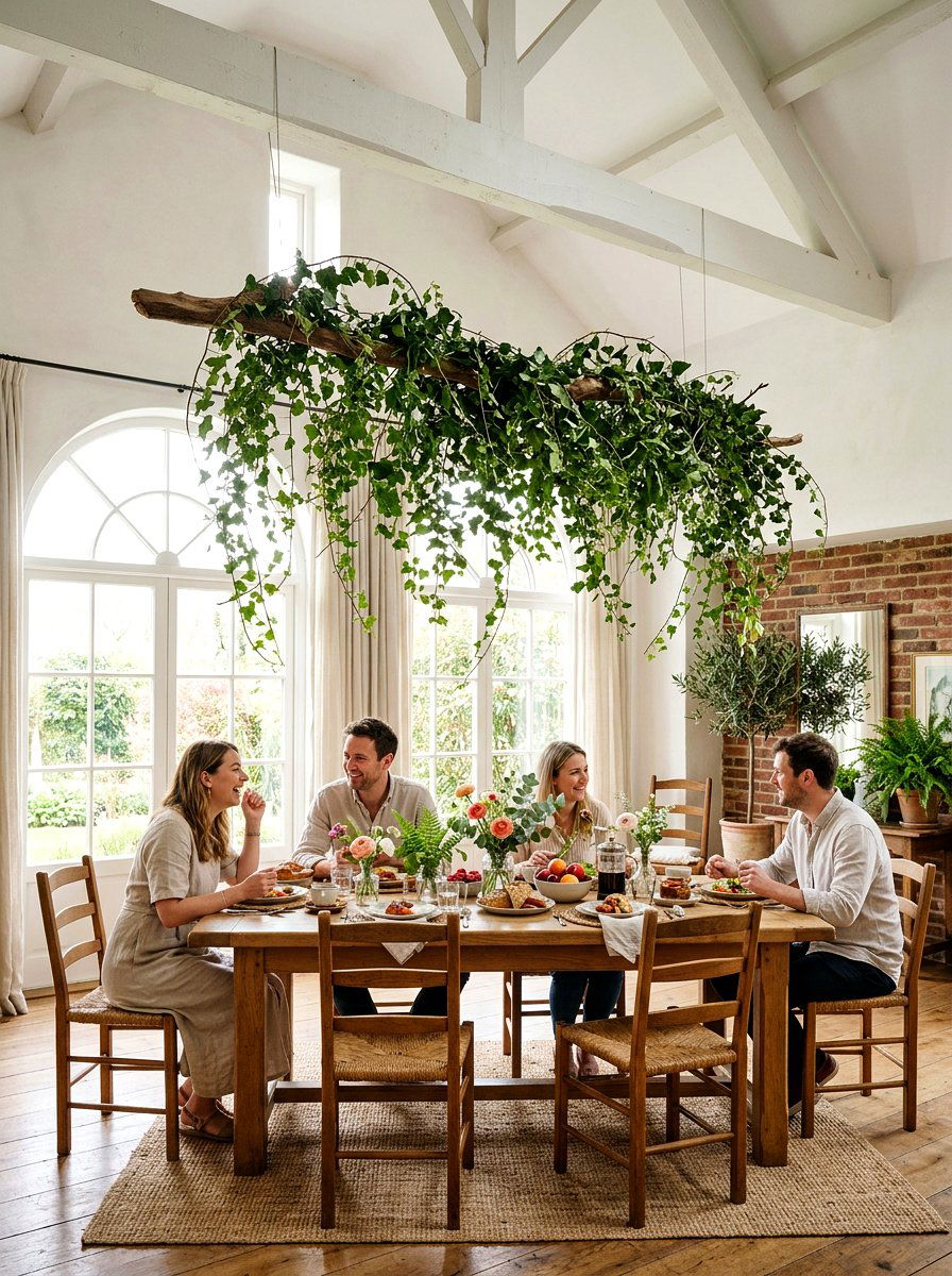 Hanging Greenery Branch - 25 Spring Greenery Centerpiece Ideas