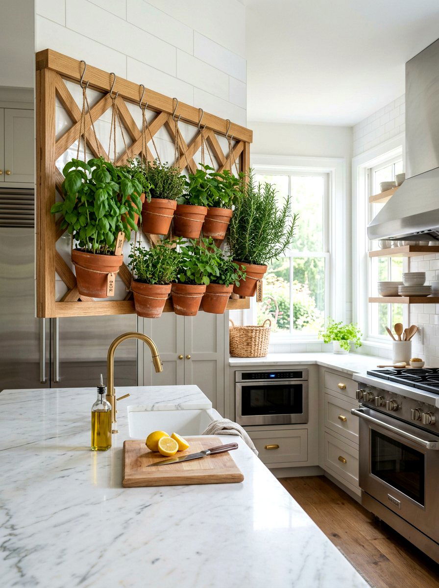 Hanging Herb Garden Lattice - 25 Spring Lattice Wall Decor Ideas