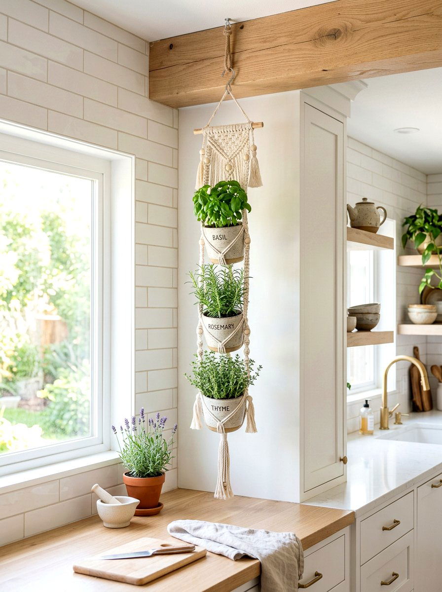Hanging Herb Planter - 25 Spring Indoor Herb Display Ideas