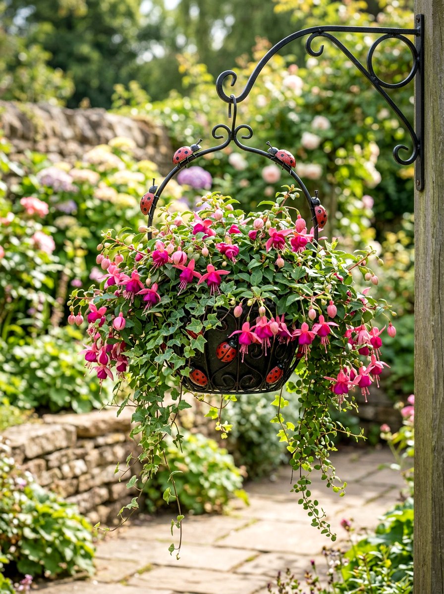 Hanging Ladybug Flower Basket - 25 Spring Ladybug Planter Ideas