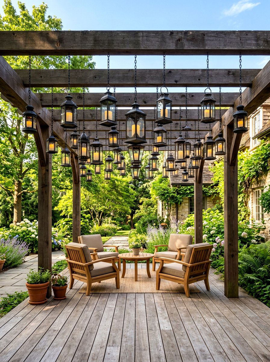 Hanging Lantern Display - 25 Spring Arbor Decor Ideas